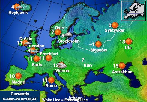 Латвия Температурна карта за времето 