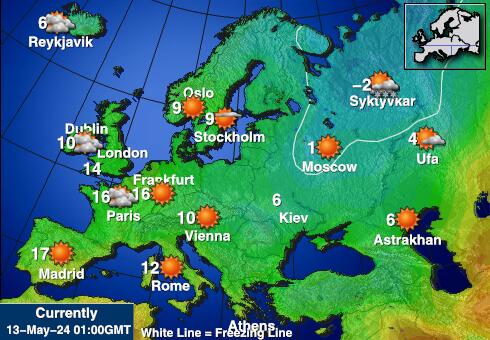 Letland Weer temperatuur kaart 