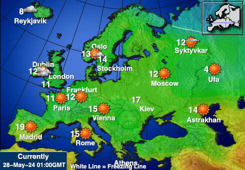 Latvia Mapa temperatura Tempo 