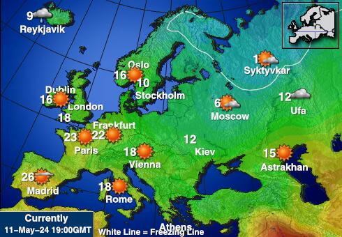 Letonia Mapa de temperatura Tiempo 
