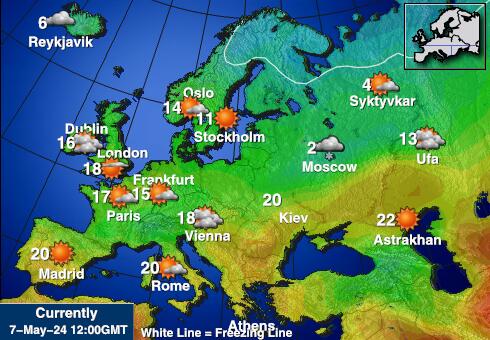 Letonija Vremenska prognoza, Temperatura, karta 