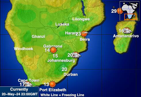 Lesotho Weer temperatuur kaart 