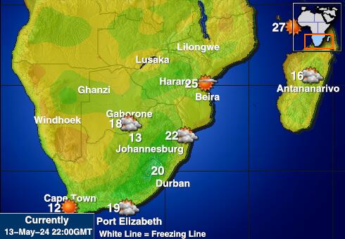 Лесото Карта температури погоди 