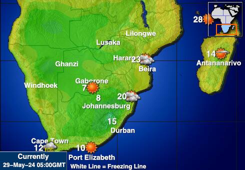 Lesotho Bản đồ nhiệt độ thời tiết 