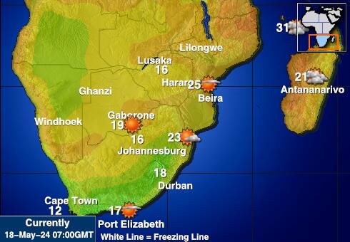 Lesotho Mapa temperatura Tempo 