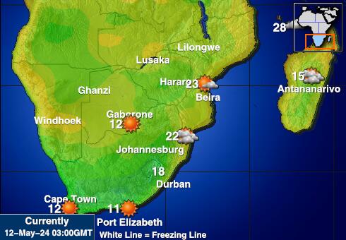Lesotho Hava sıcaklığı haritası 