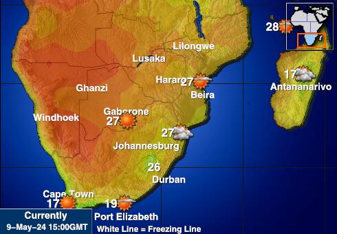 Lesotho Mapa počasí teplota 