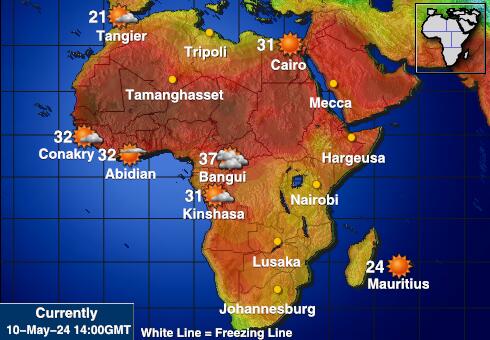 Ліберія Карта температури погоди 