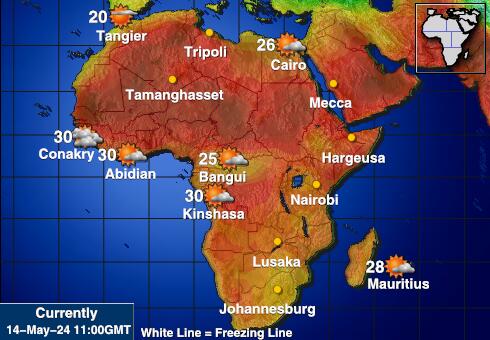 ประเทศไลบีเรีย แผนที่อุณหภูมิสภาพอากาศ 