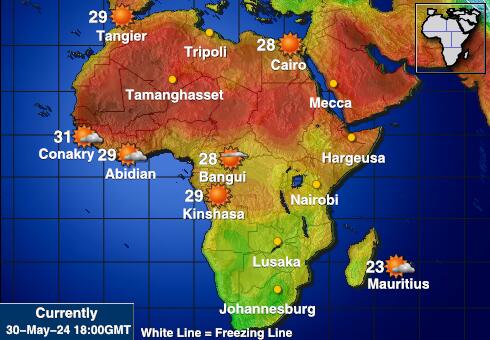 Liberia Temperatura Mapa pogody 