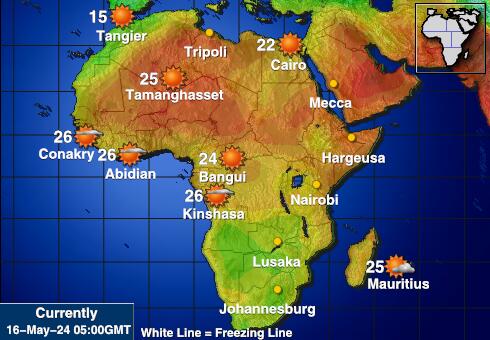 Liberia Mapa temperatura Tempo 