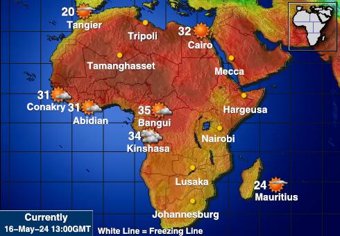 Liberija Vremenska prognoza, Temperatura, karta 