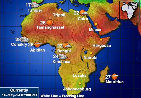 Liberia Weer temperatuur kaart 