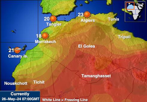 Libye Mapa počasí teplota 