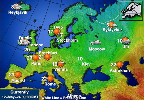 Lichtenštejnsko Mapa počasí teplota 