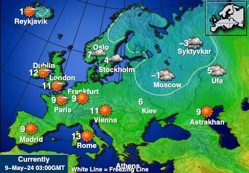 Лихтенштајн Временска прогноза, Температура, Карта 