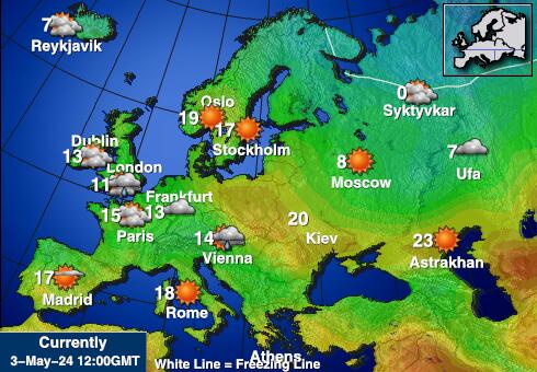 Lihtenštajn Vremenska prognoza, Temperatura, karta 