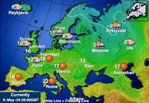 Литва Температурна карта за времето 