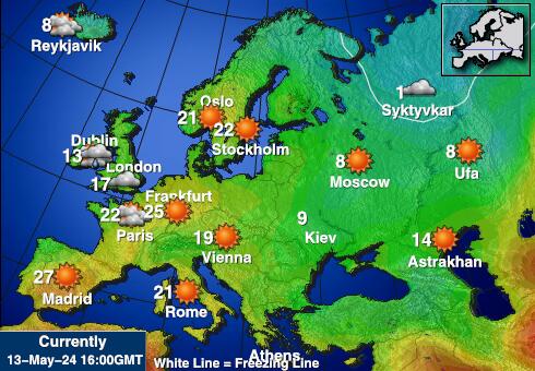 Litva Mapa počasí teplota 