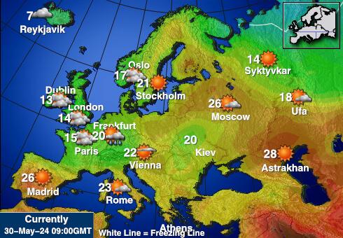 Литва Температурна карта за времето 