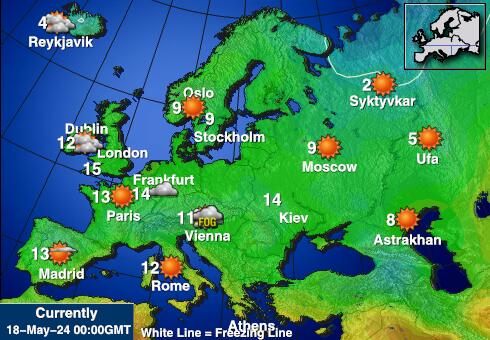 Литва Карта температури погоди 