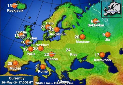 Lituanie Carte des températures de Météo 