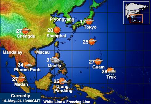 Macao Weer temperatuur kaart 