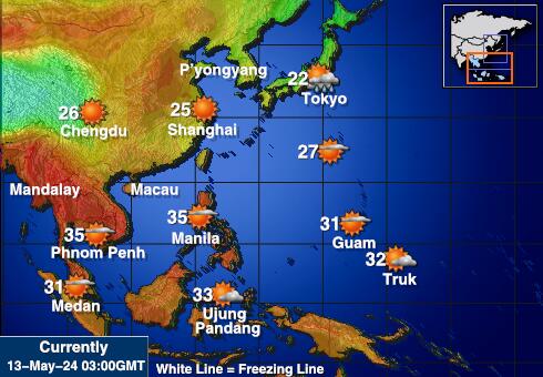 Macao Mapa de temperatura Tiempo 