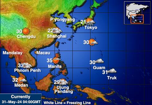 Makaó Időjárás hőmérséklet térképen 