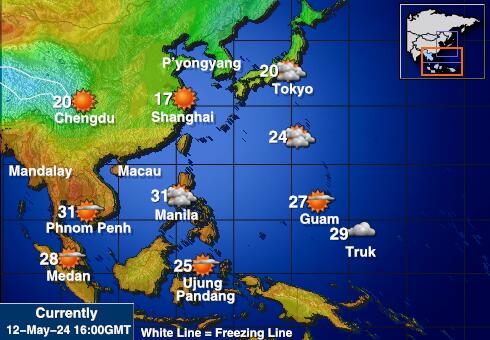 Macao Mapa de temperatura Tiempo 