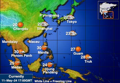 Makaó Időjárás hőmérséklet térképen 