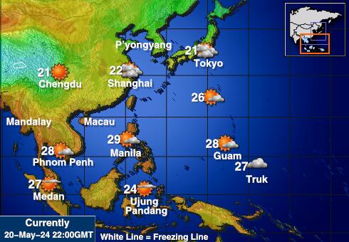 Macao Weer temperatuur kaart 