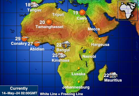 Malavi Vremenska prognoza, Temperatura, karta 