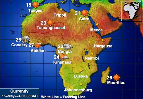 Malawi Peta suhu cuaca 