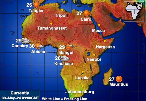 Малаві Карта температури погоди 