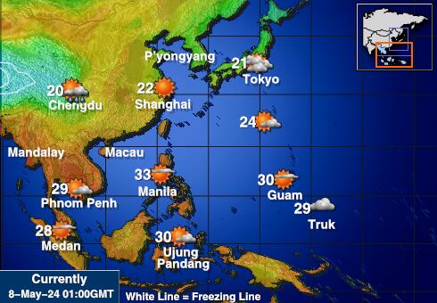 Malajsie Mapa počasí teplota 