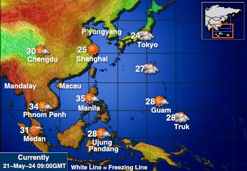 Maleisië Weer temperatuur kaart 