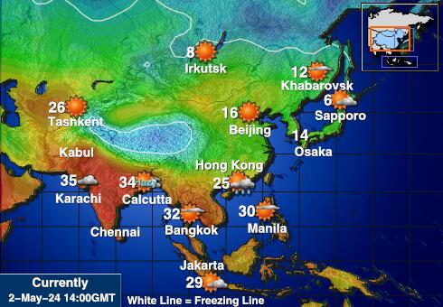 Малдиви Временска прогноза, Температура, Карта 