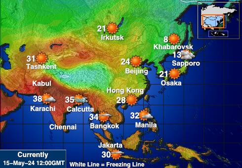 Maldív-szigetek Időjárás hőmérséklet térképen 