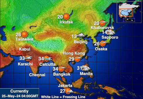 Maledivy Mapa počasí teplota 