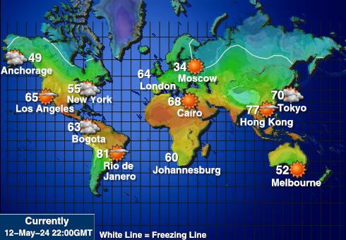 मार्शल द्वीप समूह मौसम का तापमान मानचित्र 