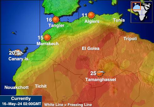 Mauritania Mapa temperatura Tempo 