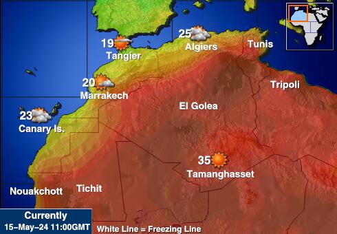 מאוריטניה מפת טמפרטורת מזג האוויר 