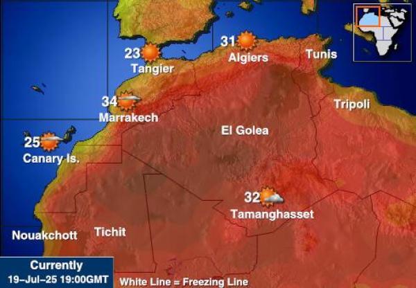 Mauritanija Vremenska prognoza, Temperatura, karta
