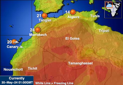Mauritania Peta suhu cuaca 