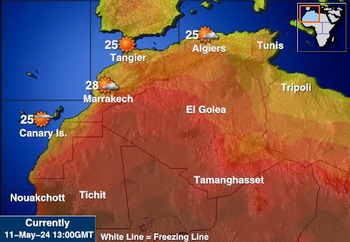 Mauritánie Mapa počasí teplota 