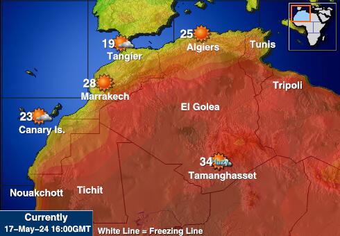 Mauritania Mapa de temperatura Tiempo 
