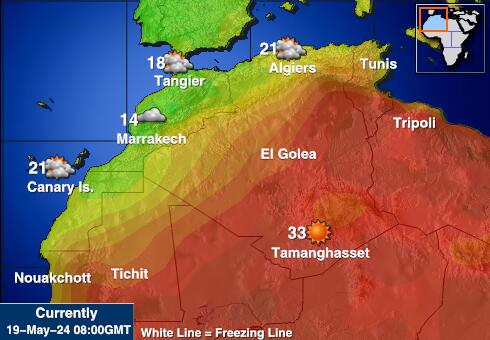Mauritania Mapa temperatura Tempo 