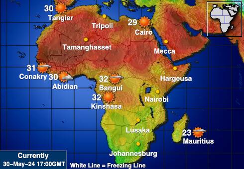 Mauritius Mapa teplôt počasia 