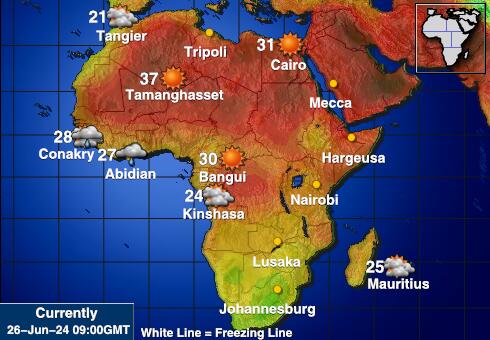 Mauricijus Vremenska prognoza, Temperatura, karta 